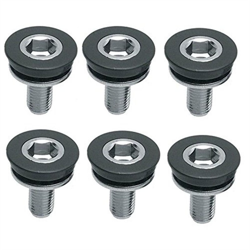 6pcs Steel Bike Crank Arm Bolts Black & Silver Square Hex Screws  Bicycle