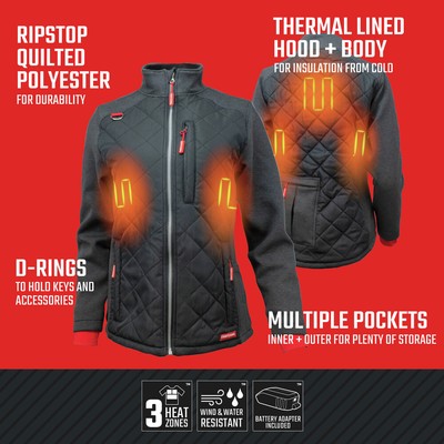 Pre-owned Craftsman Cmxcgraj11gd1-l 20v Women's Hybrid Heated Jacket (2 Ah) - L, Blk In Black