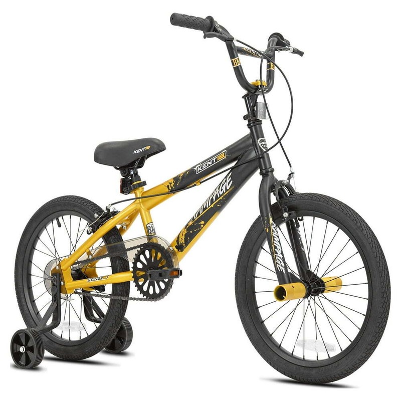 18 In W/training Wheels Hand Brakes Gold Black