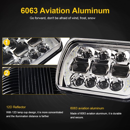 For Chevy Express Cargo Van 1500 2500 3500 12D 7x6'' DRL LED Headlight Headlamp