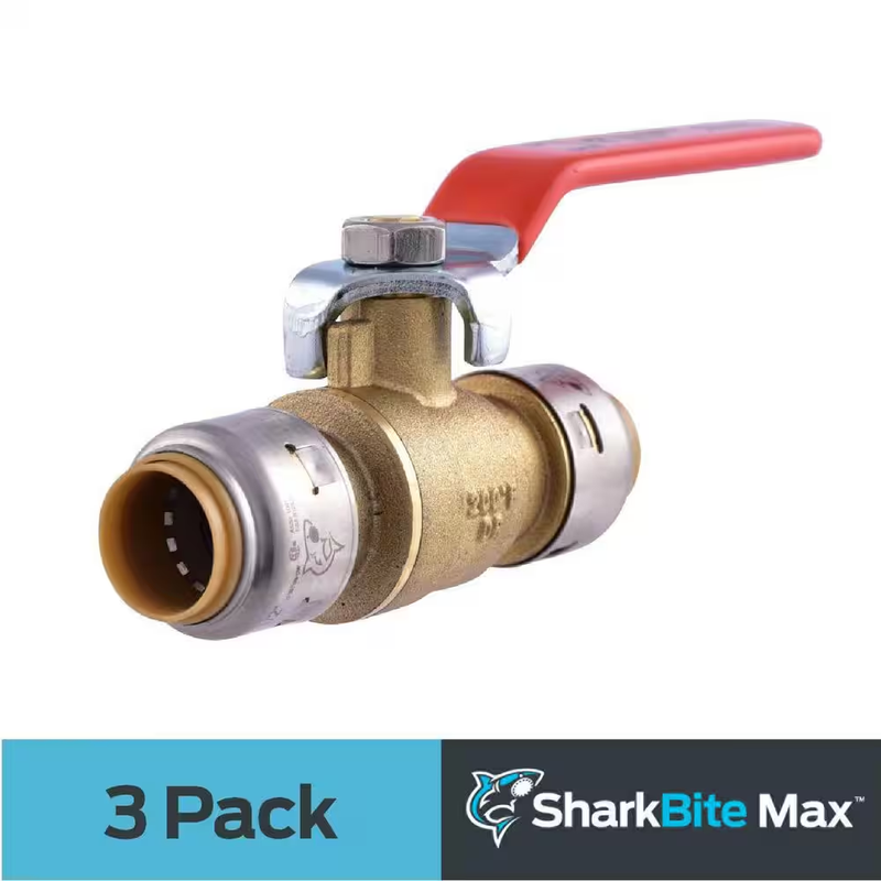 Max 1/2 In. Brass Push-To-Connect Ball Valve Pro Pack (3-Pack)