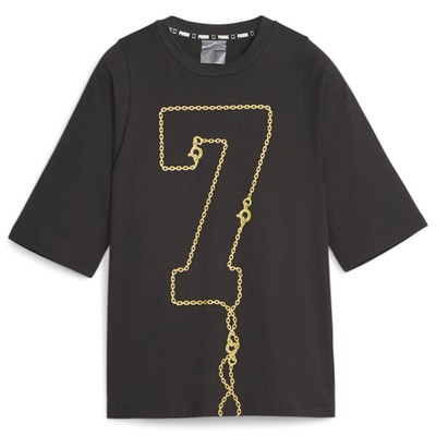 Футболка Puma Hoops Gold Standard Tee 2 женские черные спортивные повседневные топы 62216901