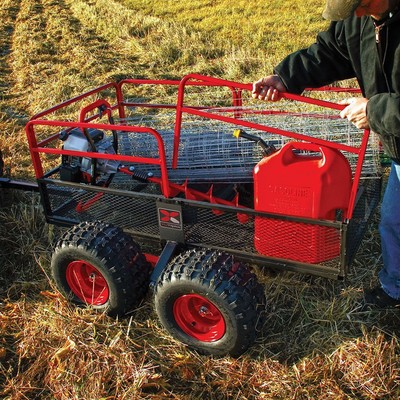 TX159 YUTRAX X4 Steel Mesh ATV Trail 4 Wheel Yard Cart Trailer Free Freight