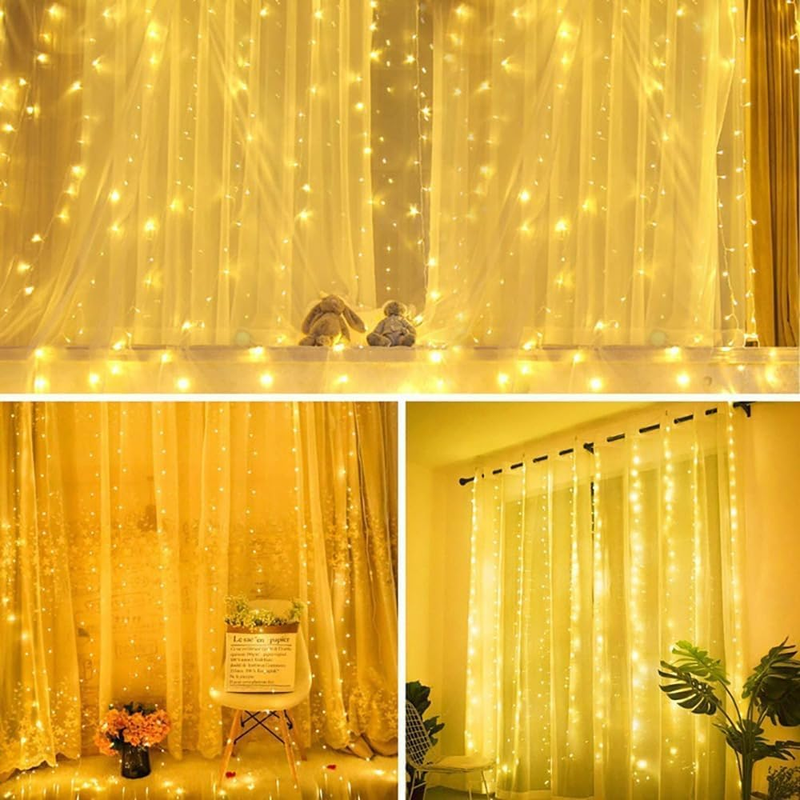 2025 New Fairy Curtain Lights for Bedroom 300 LED,  Christmas String Lights USB
