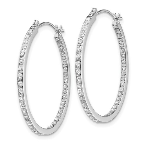 Pre-owned Goldia 14k White Gold Diamond Fascination Round Hinged Hoop Earrings