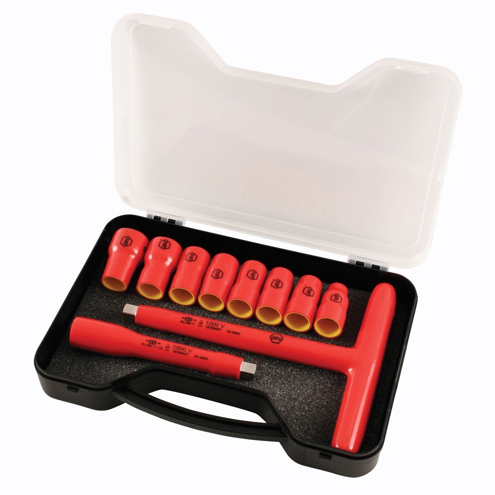 Wiha 31595 THandle Socket Set, Insulated 3/8Inch, Metric, w/ 5