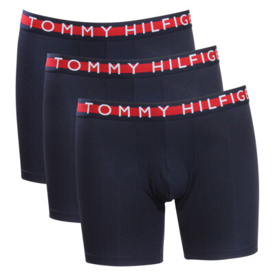 Tommy Hilfiger Men's Micro Rib Underwear 3-Pack Stretch Boxer Briefs Dark Navy