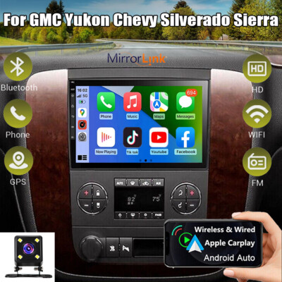 Car Radio Stereo Apple Carplay GPS NAVI FM For GMC Yukon Chevy Silverado Sierra