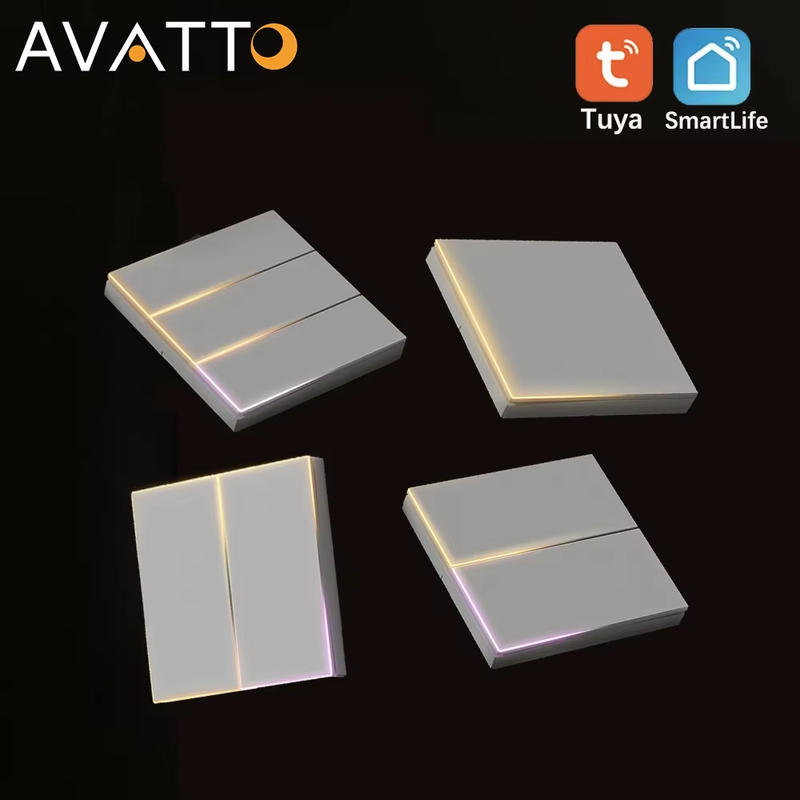WiFi Tuya EU Smart Light Switch with Ambient Light,1/2/3/4 Gang Button Light Swi