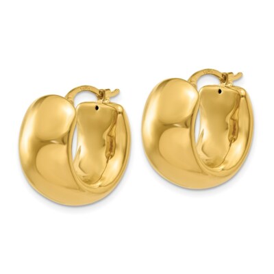 Pre-owned Superdealsforeverything Real 14kt Yellow Gold Wide Puffed Hoop Earrings