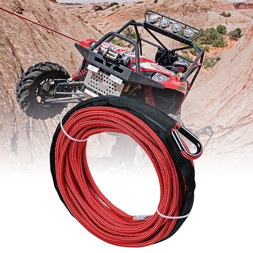 50' x 1/4" 7000LB Red Synthetic Winch Rope + 6" Hawse Fairlead + Stopper ATV UTV