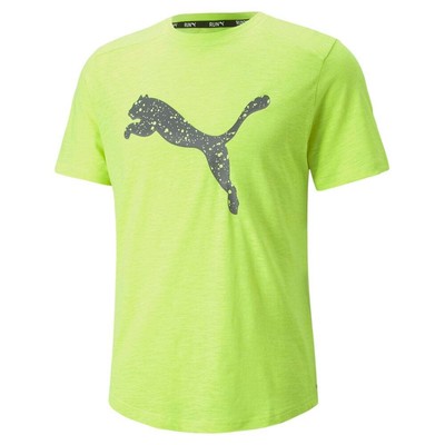 Puma Performance Logo Crew Neck Short Sleeve Running Athletic TShirt Mens Yellow