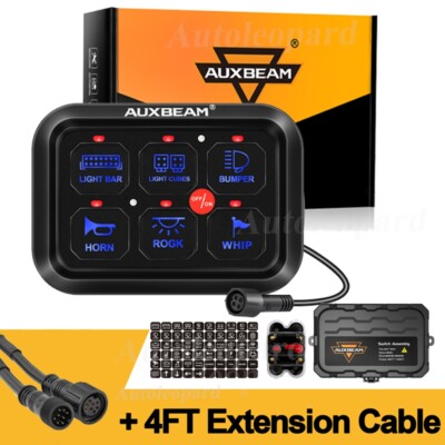 AUXBEAM 6 Gang Switch Panel BC60+Free 4FT 8Pin Wiring Harness