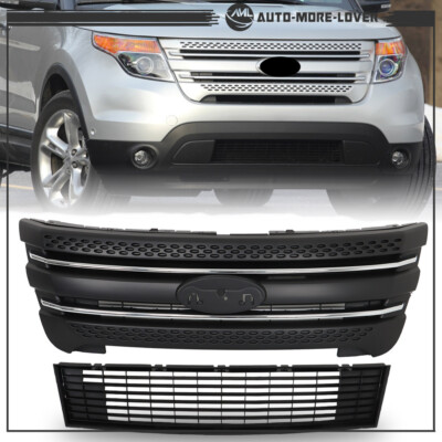 Front Bumper Grille Assembly Matte Black For 2011-2015 Ford Explorer