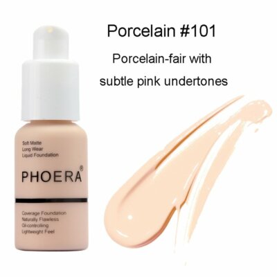 Phoera Foundation Makeup Full Coverage Liquid-Base Brighten Long-Lasting Shade