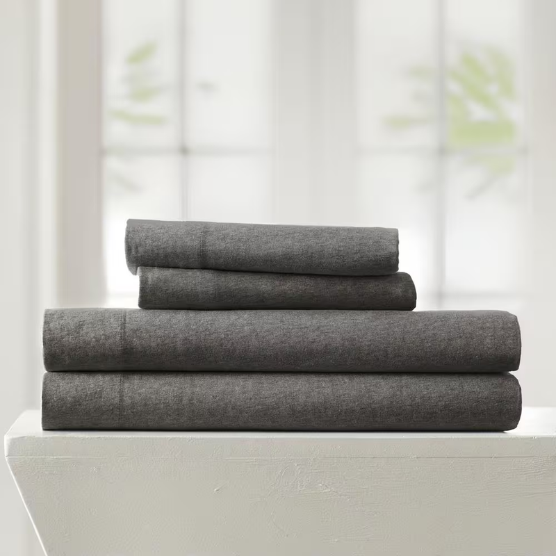 3-Piece Gray 100% Cotton Ultra Soft Jersey Knit Twin Sheet Set