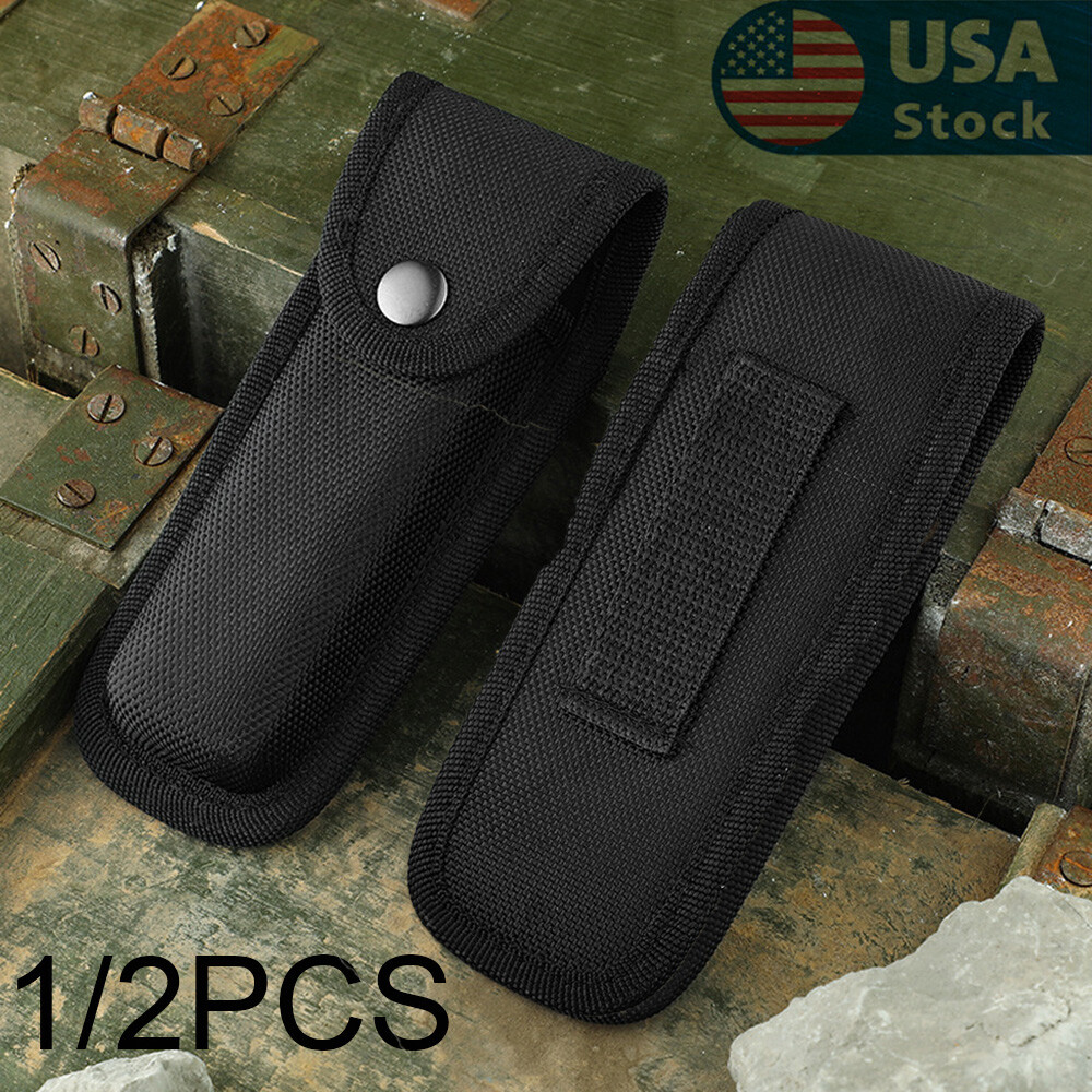 1/2PCS Black Portable Hard Boxed Nylon Belt Sheath For Folding Knife US New
