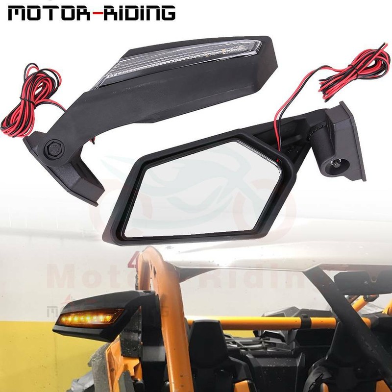 Racing Mirrors With LED Turn Signals For CAN AM MAVERICK X3 900 1000