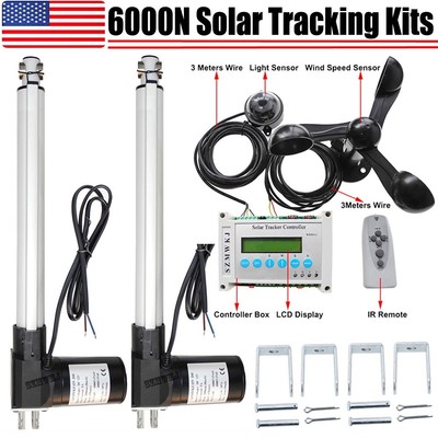 6000N Dual Axis Solar Tracker Kit -16'' Linear Actuators &Anemometer &Controller