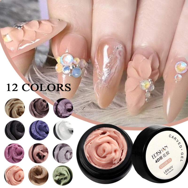 Nail Uv Mud 3d Carved Removable Embossment Gel Nail Sculpture Gel Colorful 5ml