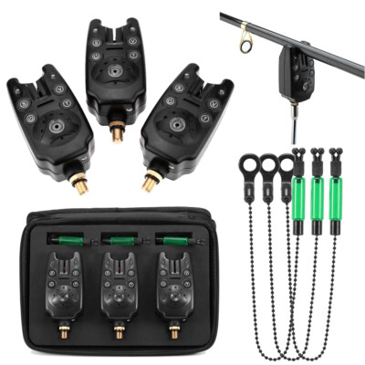 Lixada LED Bissanzeiger Set Hängebissanzeiger Bissalarm Swinger Nachtangeln F3T6