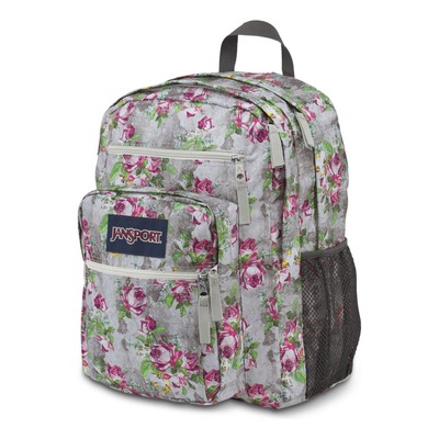 Jansport Big Student Backpack Concrete Floral Gray Book Bag Roses JS00TDN70KL