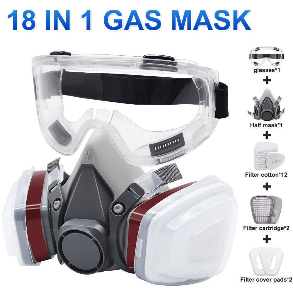 18In1 Half Face Mask Suit for 6200 Vapor Gas Spray Painting Respirator Reusable