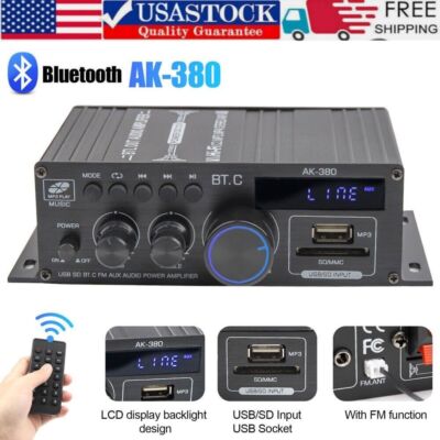800W 2 Channel bluetooth Mini HIFI Power Amplifier Audio Stereo Amp Home Car FM