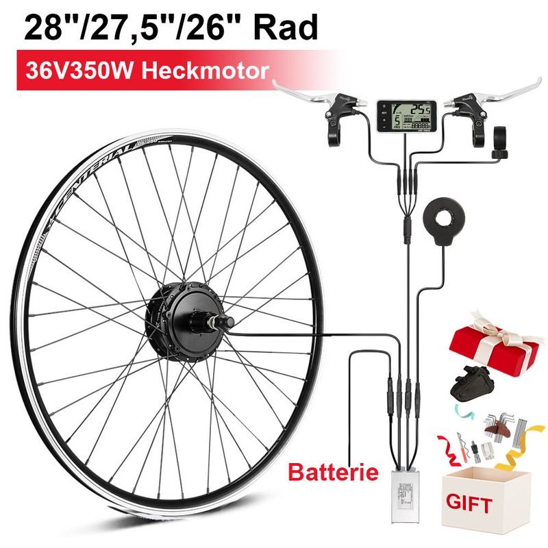 E Bike Umbausatz 26 Zoll/27,5 Zoll/28 Zoll Heckmotor FÃ¼R Schraubkranz/Steckkranz