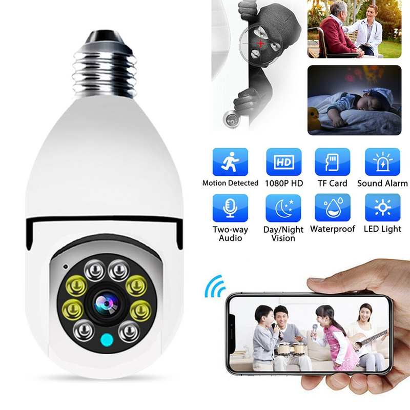 Wireless Security Camera, 360° Panoramic 1080P Wifi Motion Detection Night Visio