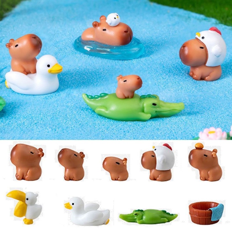 DIY Miniature Capybara Figurines Resin Mini Animals Figurine