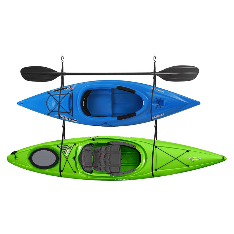 Double Kayak Rack Straps Storage Garage Canoe Hoist Wall Mounted Paddle Board $