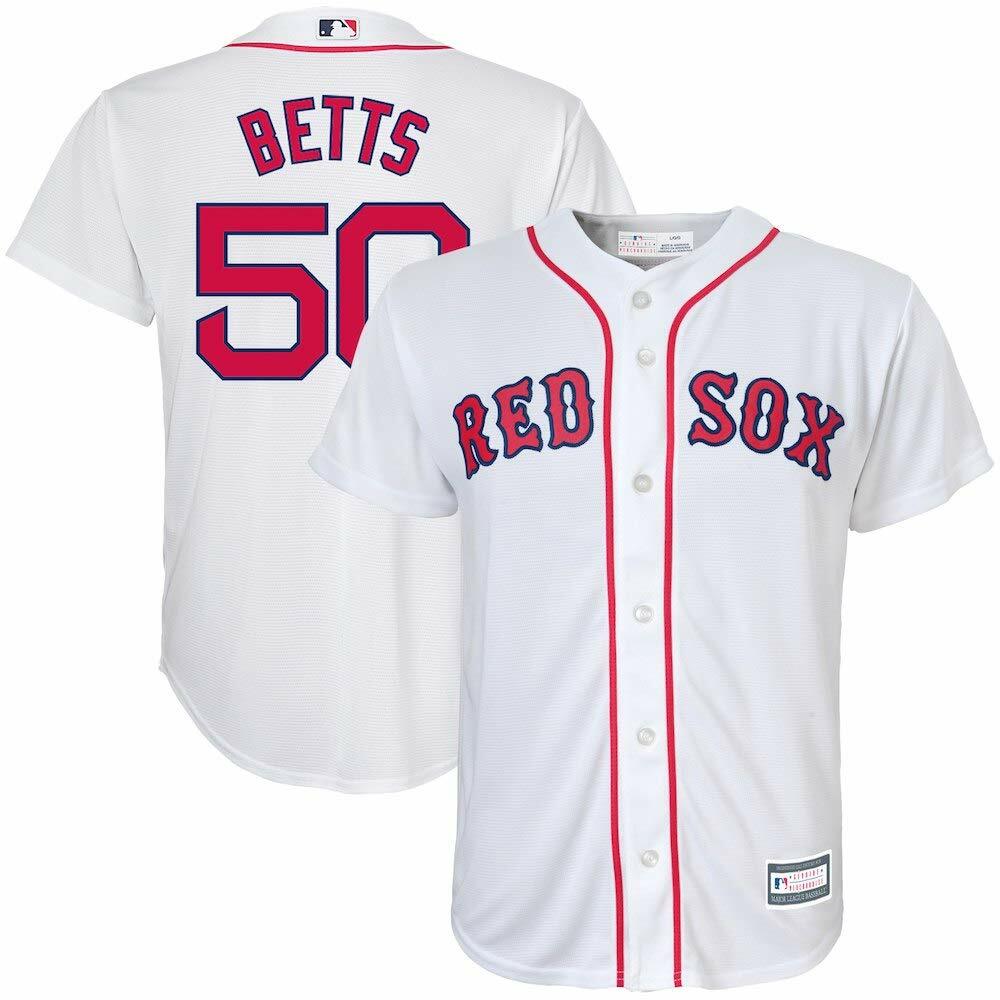 Youth Mookie Betts Boston Red Sox White Embroidered Replica Baseball
