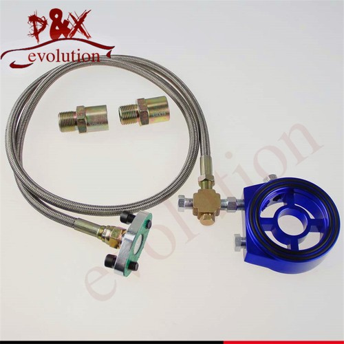 For SR20DET KA24DE Feed Line+Blue Sandwich Adapter Plate+Turbo Oil