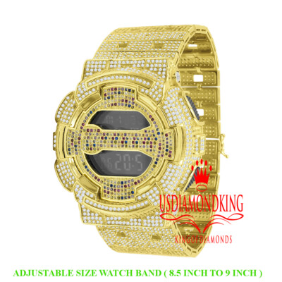 Pre-owned Usdiamondking Mens Custom Casio G-shock Gd100 Rainbow Watch Simulated Diamond Adjustable Band