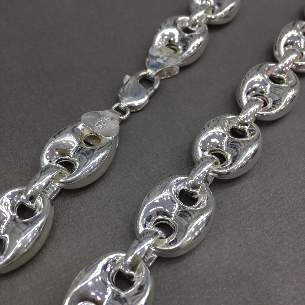 Pre-owned Handmade 17mm Mens Puffed Mariner Link Chain Necklaces 925 Sterling Silver 107gr 24 Inch