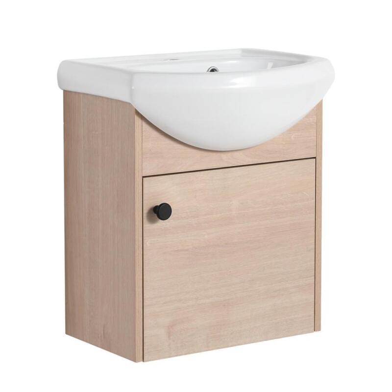 Easy Assembly Small Size 18 Inch Vanity With Ceramic Sink Wall Mounting Furnitur