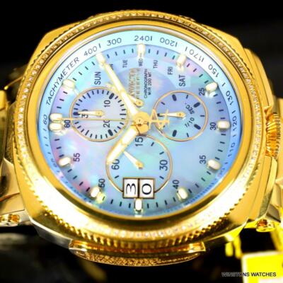 Pre-owned Invicta Reserve Russian Diver Diamond Gold Plated Platinum Mop 52mm Watch