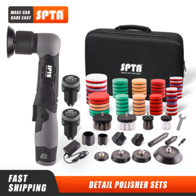 SPTA 12V Cordless Mini Car Polisher RO/DA Scratches Killer Buffing Machine Set