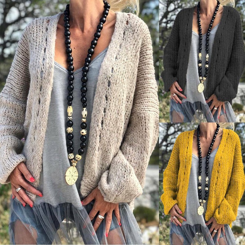 Damen Strickjacke Baggy Lose Mantel Winter Tops Freizeit Jacke Cardigan Outwear
