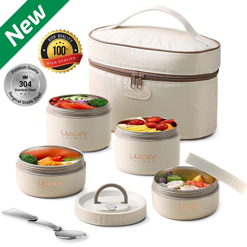 Set Bag Portable Insulated Lunch Containers 4pc 68oz