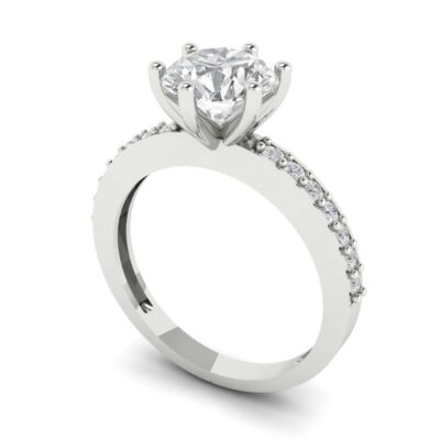 Pre-owned Pucci 1.96 Round Cut Moissanite Classic Bridal Statement Designer Ring 14k White Gold In White/colorless