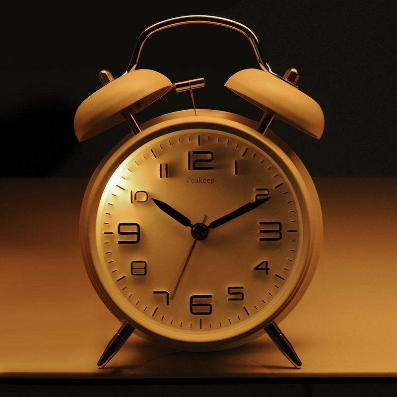 Twin Bell Loud Alarm Clock with Stereoscopic Dial Backlighted Peakeep 4 Inch