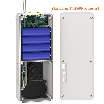 8*18650 DIY LED Display Mobile Power Fast Charging Case W/ Bluetooth Speaker