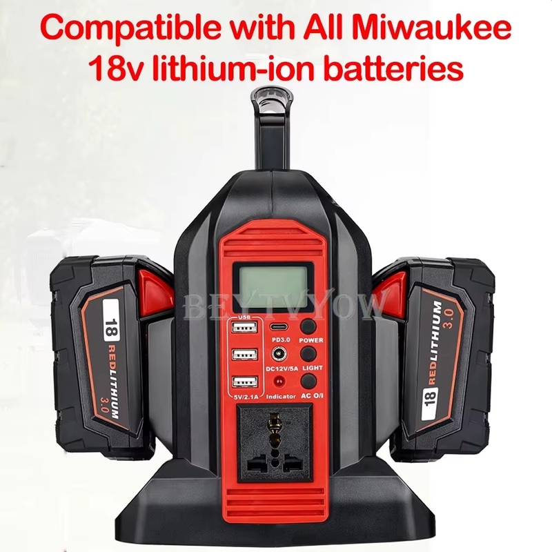 350W Power Inverter for Milwaukee 18V Li-ion Battery DC 20V to AC 110V ~230V 2-P