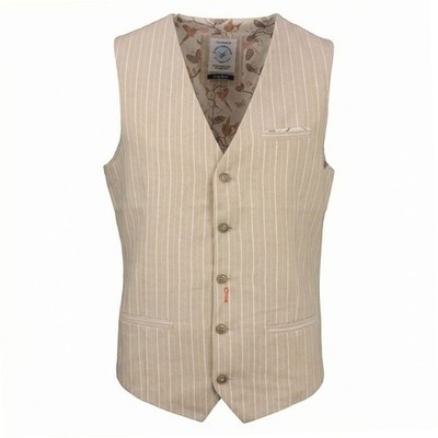 A Fish named Fred Herren Anzug Weste beige weiß gestreift 33.141 205 sand