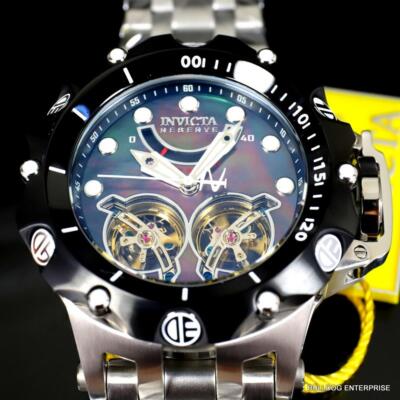 Pre-owned Invicta Reserve Venom Hybrid Double Open Heart Automatic Black Mop Watch
