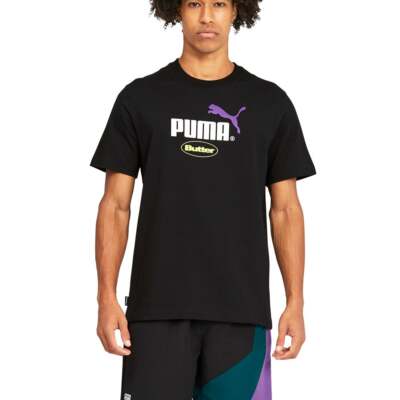

Puma X Butter Goods Graphic Crew Neck Short Sleeve TShirt Mens Black Casual Tops, Черный, Puma X Butter Goods Graphic Crew Neck Short Sleeve TShirt
