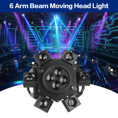 6 Arms Bee Eye LED Laser Beam Moving Head Light DJ Lights DMX Stage Effects RGBW