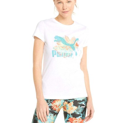 

Puma Hidden Flower Графический Круглый вырез Короткий рукав TShirt женщин Размер  Случайные T, Белый